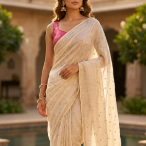 Off-White Saree