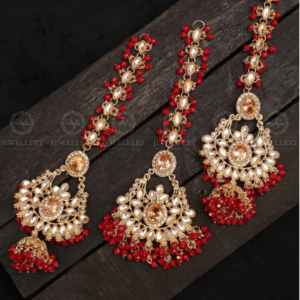 Red Pearl maang Tikka